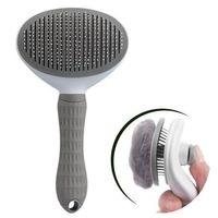 Kedi Köpek Tüy Toplayıcı Kendini Temizleyebilen Ergonomik Rahat Evcil Hayvan Tarağı Gri