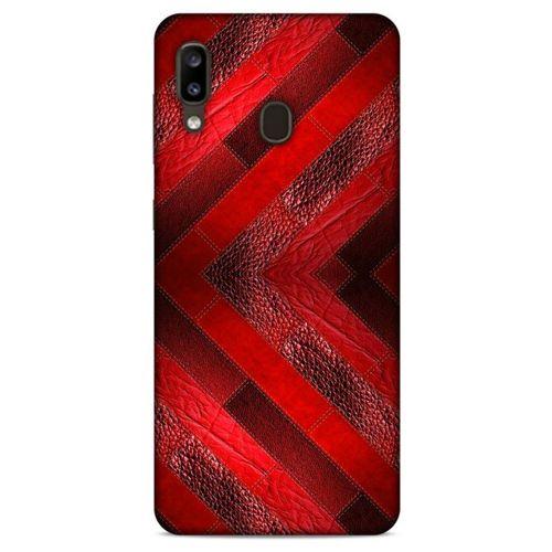 Samsung Galaxy A20 Kılıf Patchwork (28) Arka Kapak Kırmızı Siyah