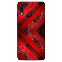 Samsung Galaxy A20 Kılıf Patchwork (28) Arka Kapak Kırmızı Siyah
