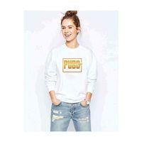 Pubg Logo1 Sıyah Baskılı Beyaz Kadın Sweatshirt
