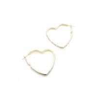 Taşlı Kalp Halka Küpe - Altın