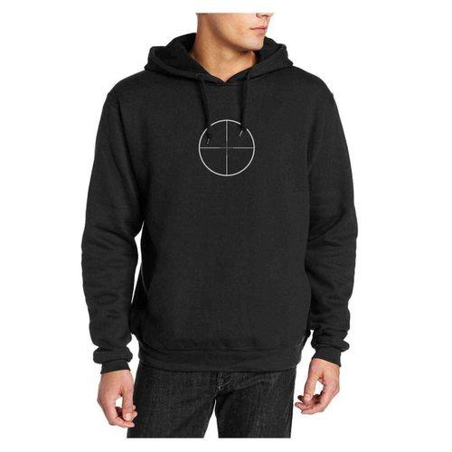 Snipper Baskılı Siyah Erkek Kapşonlu Sweatshirt