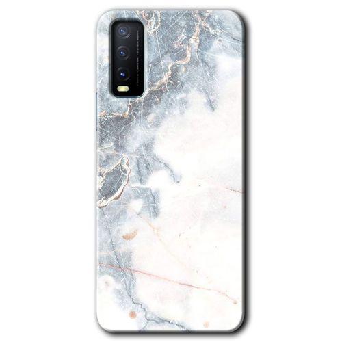 Potkal Hediye Fabrikası Vivo Y20 Kılıf HD Desen Baskılı Arka Kapak - White Marble