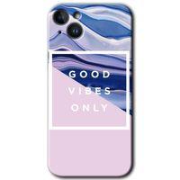 Potkal Hediye Fabrikası Potkal Hediye Fabrikası iPhone 14 Kılıf HD Desen Baskılı Arka Kapak - Temperli Cam - Good Vibes