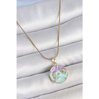 316L Çelik Gold Renk Zincir Çifr Renk Zirkon Taşlı Hilal İşlemeli Yıldız Detay Madalyon Model Kadın Kolye