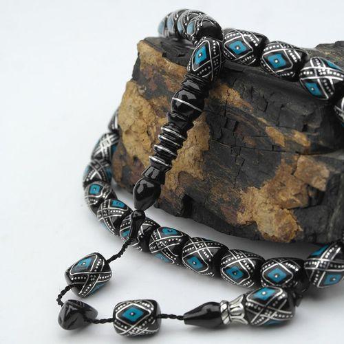 Oltu Taşı Kapsül Kesim Akrep Model Mine İşlemeli Tespih