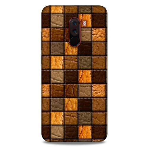 Xiaomi Pocophone F1 Kılıf Patchwork (32) Soft Silikon Kılıf Turuncu Kahve
