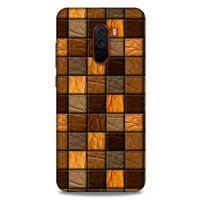 Xiaomi Pocophone F1 Kılıf Patchwork (32) Soft Silikon Kılıf Turuncu Kahve