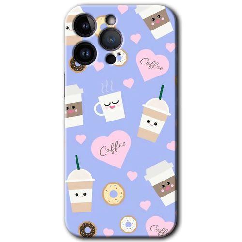 Potkal Hediye Fabrikası iPhone 14 Pro HD Baskılı Kılıf + 9D Tam Ekran Koruyucu - Coffee Cake