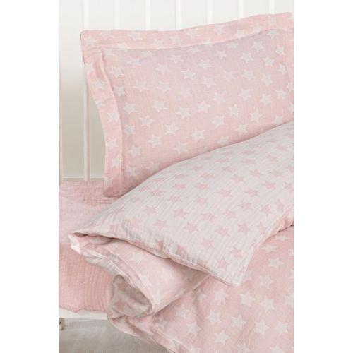 Kanz Jakarlı Müslin Bebek Nevresim Takımı Knz-013 Stars Pembe