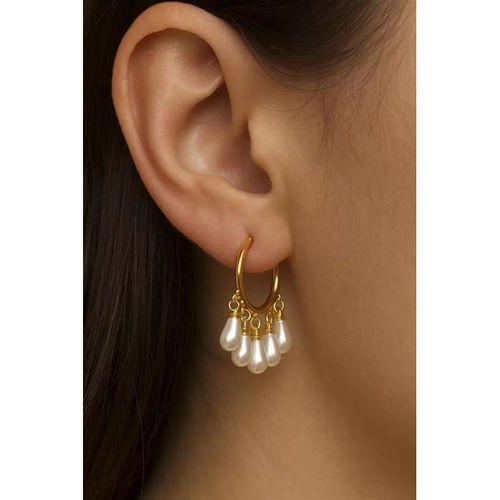 İnci Sallantılı Küpe - Altın