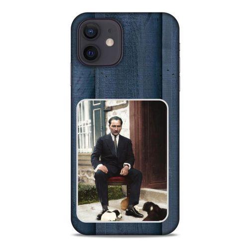 Apple iPhone 12 Kılıf Atatürk (37) Silicone Cover Laci Ahşap