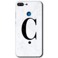 Honor 9 Lite HD Baskılı Kılıf + 9D Tam Ekran Koruyucu - Beyaz Mermer Desenli Ç Harfi