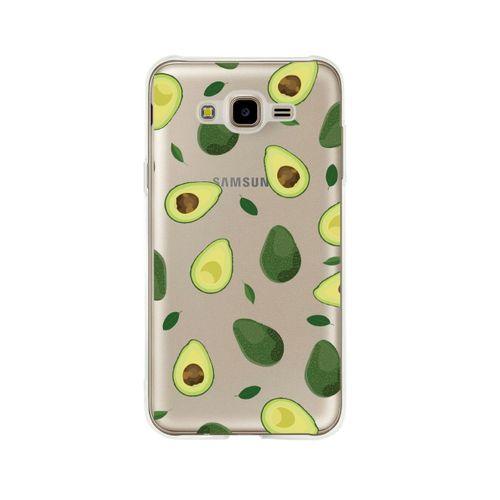 Samsung J7 Avokado Desenli Premium Şeffaf Silikon Kılıf
