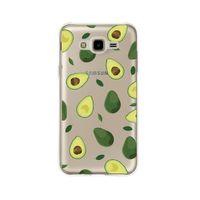 Samsung J7 Avokado Desenli Premium Şeffaf Silikon Kılıf