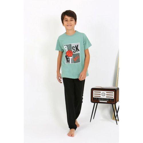 Erkek Çocuk Kısa Kol Penye Pijama Takım Suyeşili