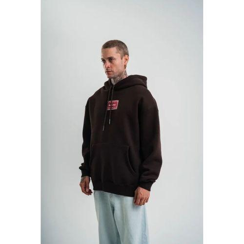 Erkek Premium Nakışlı Kapşonlu Sweatshirt Double Oversize Üç İplik Pamuklu - Siyah