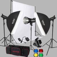 Godox SK400 3'lü Paraflaş Set + Seyyar Fon Perde 3x3 Metre