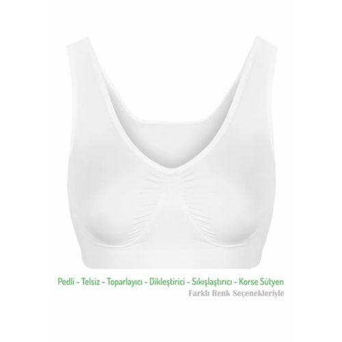 Alışveriş Meydanı Kadın Beyaz Pedli Kalın Askılı Dikleştirici Sıkılaştırıcı Toparlayıcı Sütyen Korse