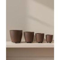 4’lü 3d Kahverengi Dekoratif Vazo Seti Modern Ayaklı Şık Saksı Takımı