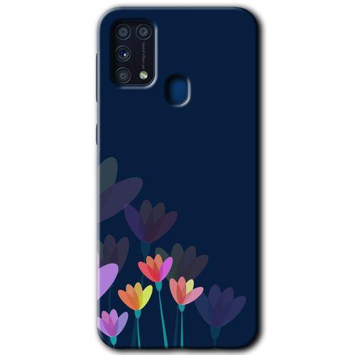 Samsung Galaxy M31 Kılıf Baskılı Kapak - Çizim Çiçekleri +Tam Ekran Koruyucu