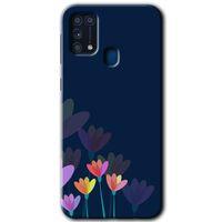 Samsung Galaxy M31 Kılıf Baskılı Kapak - Çizim Çiçekleri +Tam Ekran Koruyucu