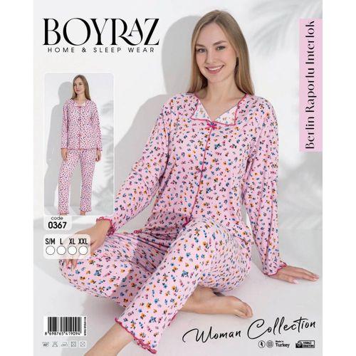 Boyraz 0367 Kadın Raporlu Uzun Kol Pijama Takımı