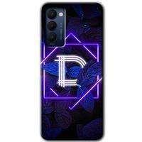 Tecno Camon 18 Kılıf HD Desen Baskılı Arka Kapak+Temperli Cam - Dark Neon Yaprak D Harfi