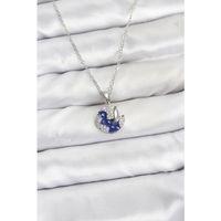 316L Çelik Zincir Gümüş Renk Gece Model Zirkon Taşlı Kadın Kolye