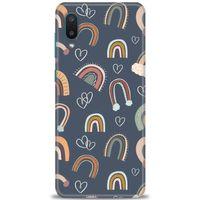 Samsung Galaxy A02 Kılıf HD Baskılı Kılıf - Gökyüzü Kalp + Tam Ekran Koruyucu