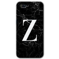 MRCİLETİSİM Realme C2 Kılıf HD Desen Baskılı Arka Kapak + Temperli Cam - Siyah Mermer Desenli Z Harfi