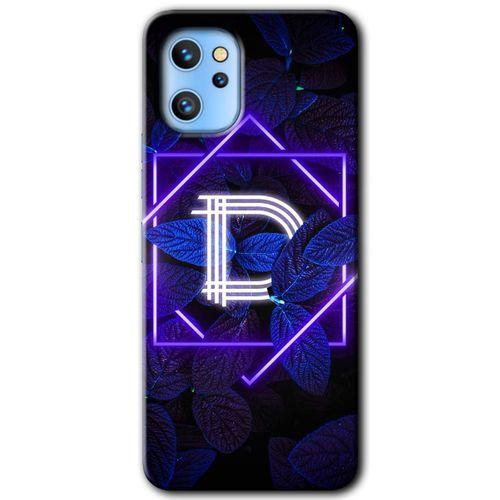 Reeder S19 Max Pro Kılıf HD Desen Baskılı Arka Kapak - Dark Neon Yaprak D Harfi