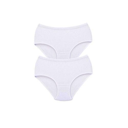 2 Adet Tutku Kadın Yüksek Bel Bato Kalın Lastik Külot Beyaz