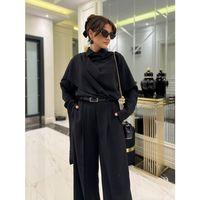 Kadın Uzun Kollu şal Detaylı Bluz Ve Pantolon Kemer Dahil Ikili Takım