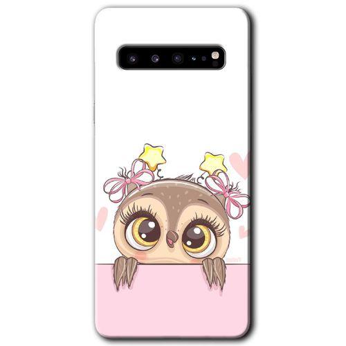 MRCİLETİSİM MRCİLETİSİM Samsung Galaxy S10 Plus Kılıf HD Desen Baskılı Arka Kapak + Temperli Cam - Sevimli Baykuş