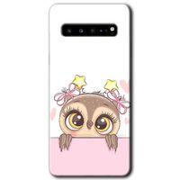 MRCİLETİSİM MRCİLETİSİM Samsung Galaxy S10 Plus Kılıf HD Desen Baskılı Arka Kapak + Temperli Cam - Sevimli Baykuş