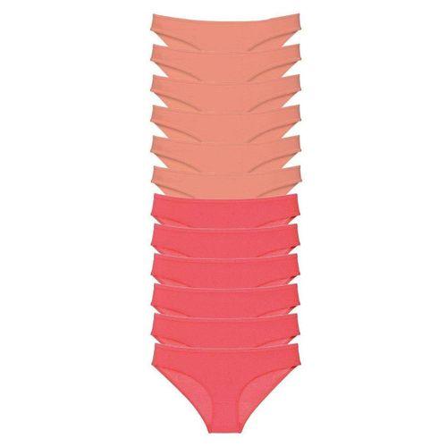 12 Adet Eko Set Likralı Kadın Slip Külot Pudra Fuşya