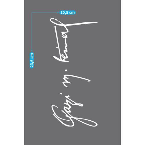 Beyaz Atatürk İmzası Araç Sticker 21x29 cm, Oto Sticker, Araba Sticker