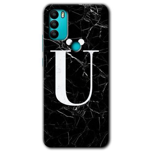 Potkal Hediye Fabrikası General Mobile GM 21 Plus Kılıf HD Desen Baskılı Arka Kapak - Siyah Mermer Desenli Ü Harfi