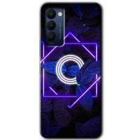 Potkal Hediye Fabrikası Tecno Camon 18P Kılıf HD Desen Baskılı Arka Kapak - Dark Neon Yaprak O Harfi