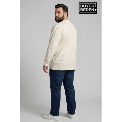 Erkek Büyük Beden Uzun Kollu 2 İplik Bisiklet Yaka Tişört SPR26BEA942