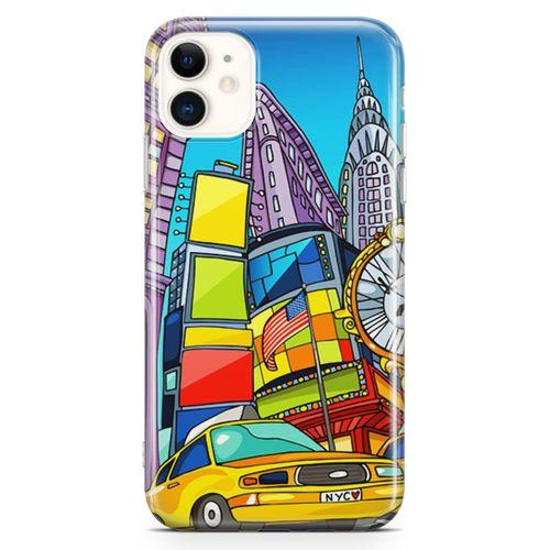 Apple iPhone 11 Kılıf Nyc Taxi Manthattan Arka Kapak Koruma Desenli Full Koruyucu