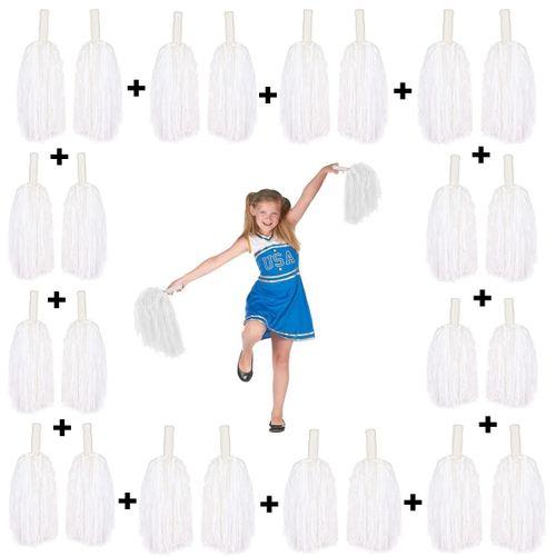 12 Çift Beyaz Gösteri Ponponu (24 Adet)