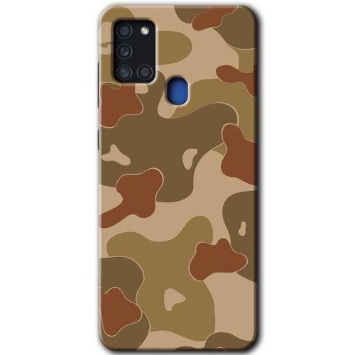 MRCİLETİSİM Samsung Galaxy A21s Kılıf Baskılı Kapak - Kamuflaj 10 +Tam Ekran Koruyucu