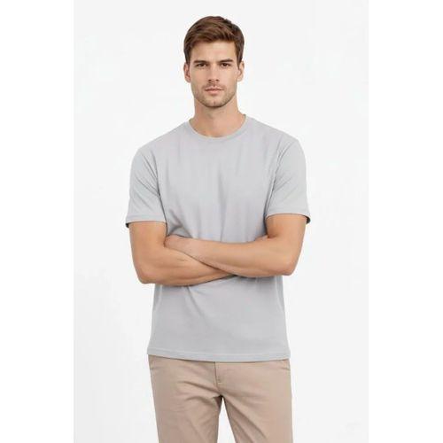 Erkek Bisiklet Yaka Tişört Regular Kalıp Basic Pamuklu Günlük Kullanım T-shirt - Gri