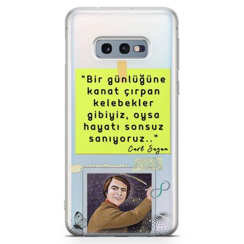Samsung Galaxy S10e Kılıf Caps Carl Sagan Arka Kapak Koruma Desenli Full Koruyucu