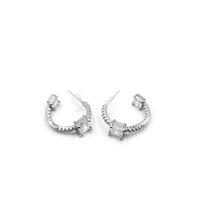 Taşlı Halka Küpe - Gümüş