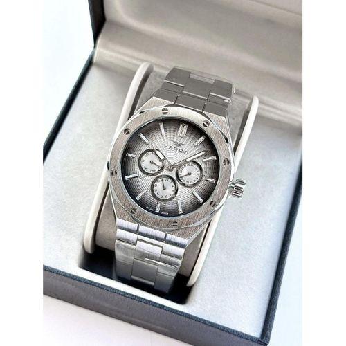 Ferro FM11537AWT-A2 Quartz Çelik Gri Siyah Kadran 42 mm Erkek Kol Saati