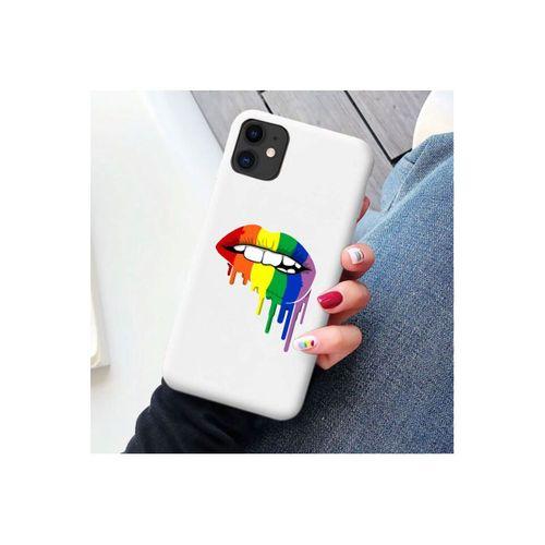 iPhone 11 Beyaz Lansman Renkli Dudak Görseli