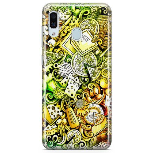 Samsung Galaxy A20 Kılıf Pizza Doodle Arka Kapak Koruma Desenli Full Koruyucu